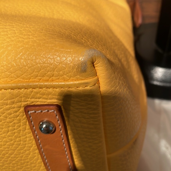 Dooney & Bourke Yellow Pebbled Leather Shoulder Bag - Picture 7 of 10
